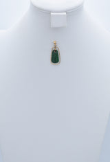 Vintage 14K Yellow Gold Green Jade Carved Squash Fruit Pendant