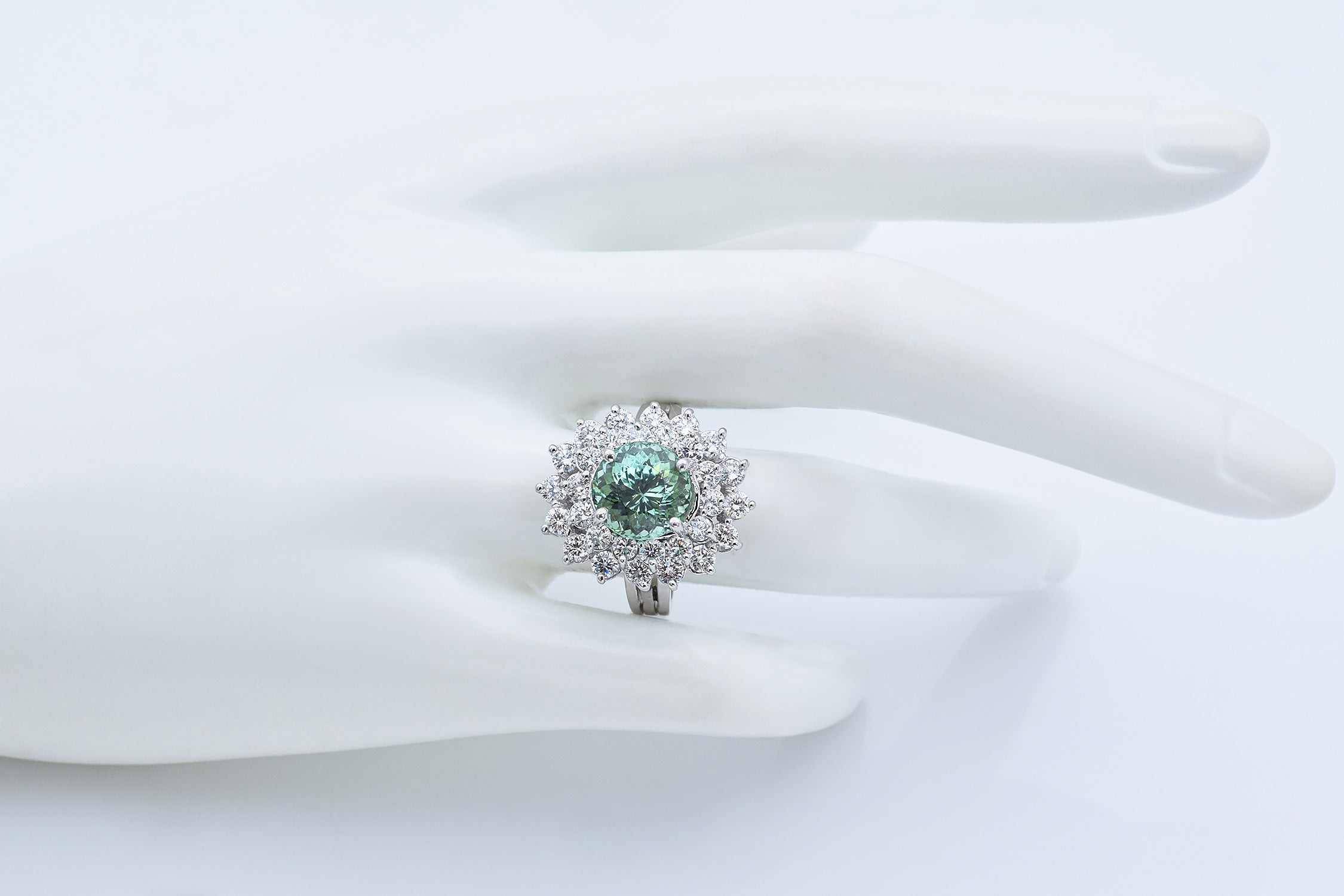 Estate 18K White Gold 4.30 Ct Paraiba Tourmaline & 2.00TCW Diamond Cocktail Ring