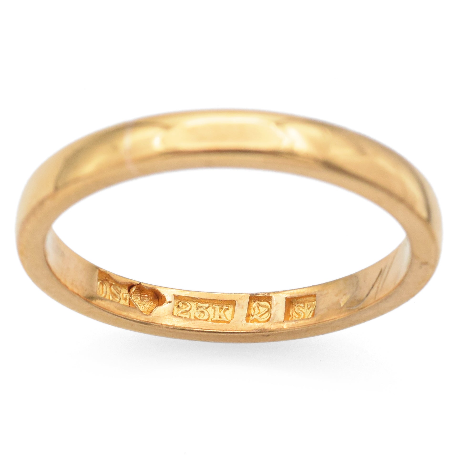 OS Signed Antique 23K Yellow Gold 2.5 mm Band Ring Size 7.25