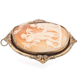 Antique Gold Cameo Husband Arriving With Catch Dog Family Waiting Brooch Pendant