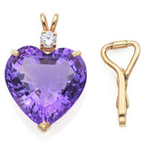 Estate 14K Yellow Gold 19.62 Ct Amethyst & CZ Pendant + Enhancer Bail