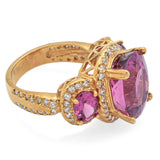 Estate 18K Yellow Gold 6.00 TCW Rubellite & 0.70 TCW Diamond Cocktail Ring