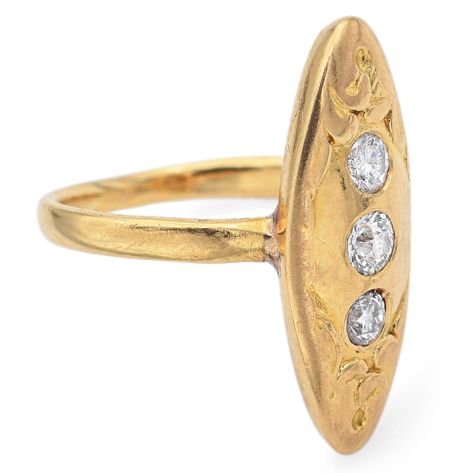 Antique Victorian 18K Yellow Gold 0.27 TCW Diamond Marquise Ring Size 3.75