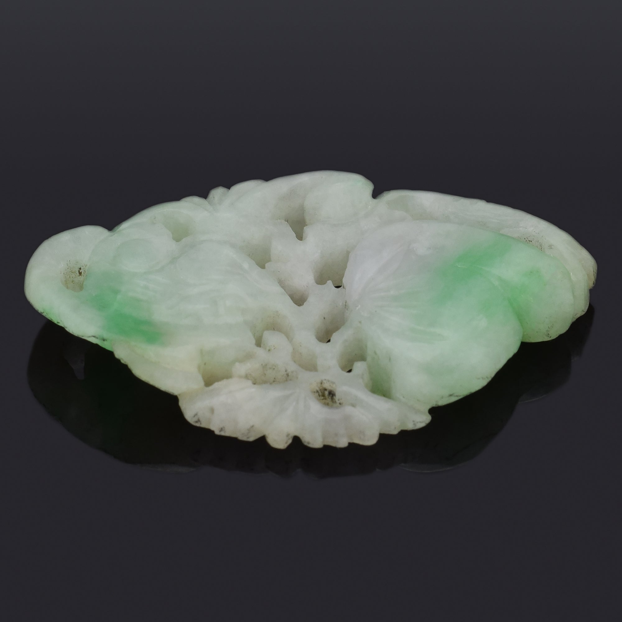 Antique Green Jade Carved Fruit Openwork Pendant