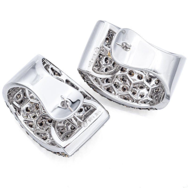 Estate 14K White Gold 5.70 TCW Champagne Diamond Latch Back Drop Earrings