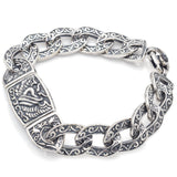 Estate Sterling Silver Heart Angel Wings Link Bracelet