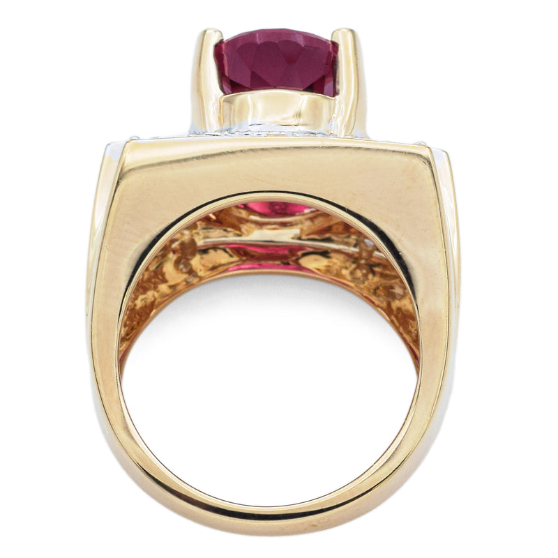 Laura Ramsey 14K Yellow Gold 5.91Ct Rubellite Tourmaline, 0.56TCW Diamond Ring