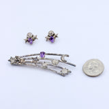 Vintage Carol Felley Sterling Silver Amethyst Universe Brooch and Earrings Set