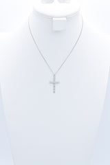 Vintage Platinum 0.20 TCW Diamond Cross Pendant on 14K Gold Chain Necklace