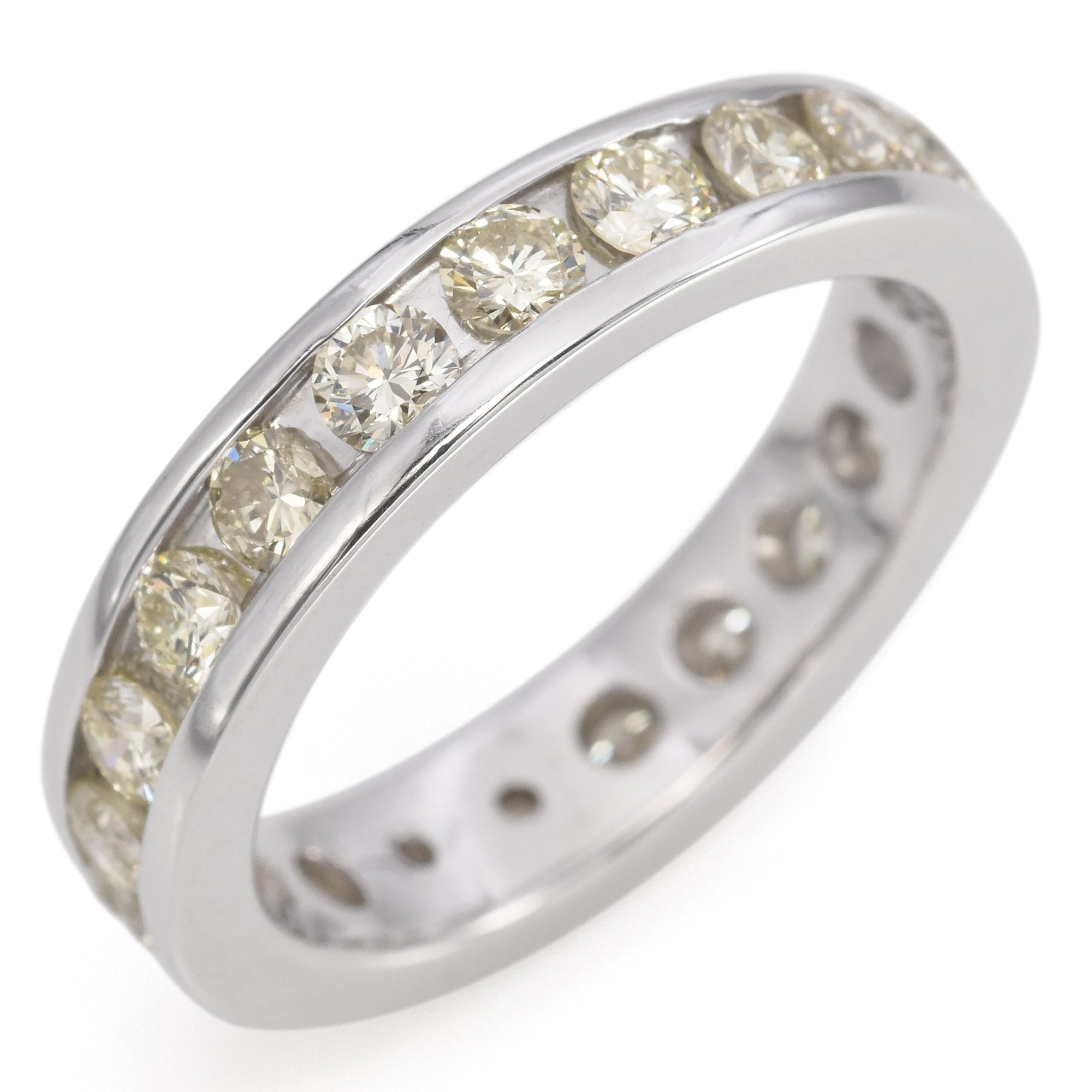 14K White Gold 1.45 TCW Champagne Diamond Channel Set Eternity Wedding Band