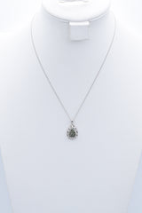 Estate 2.39TCW Green & White Diamond Sterling Silver Pendant Necklace & Ring Set