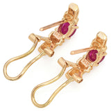 14K Yellow Gold 0.76 TCW Ruby and Diamond Omega Back Earrings