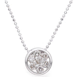 Estate 18K White Gold 0.42 TCW Diamond Cluster Bezel Slider Pendant Ball Chain Necklace