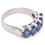 Vintage Silver 5 Stone 3.1 TCW Blue Sapphire Ring