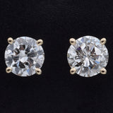 14K Yellow Gold 1.00 TCW Natural Diamond Round Stud Earrings 5.1 mm