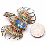 Vintage Coro Craft Sterling Silver Rhinestone Lionfish Brooch Pin