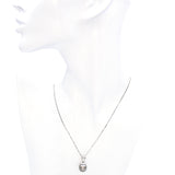 14K White Gold Tahitian Pearl & Diamond Bale Pendant on 18K White Gold Necklace