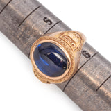 10K Yellow Gold Lab Blue Spinel Cincinnati College Class of 1963 Ring