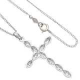 Vintage Platinum 0.20 TCW Diamond Cross Pendant on 14K Gold Chain Necklace