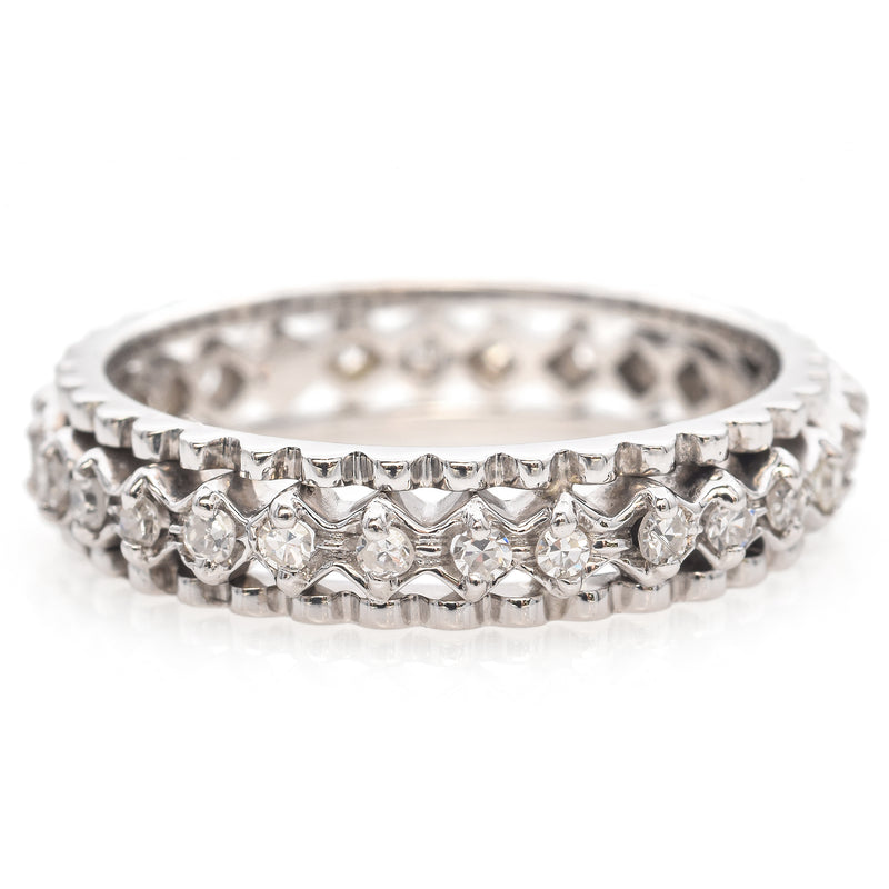 Vintage 14K White Gold Diamond Eternity Band