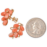 Vintage 14K Yellow Gold Salmon Coral and Diamond Earrings