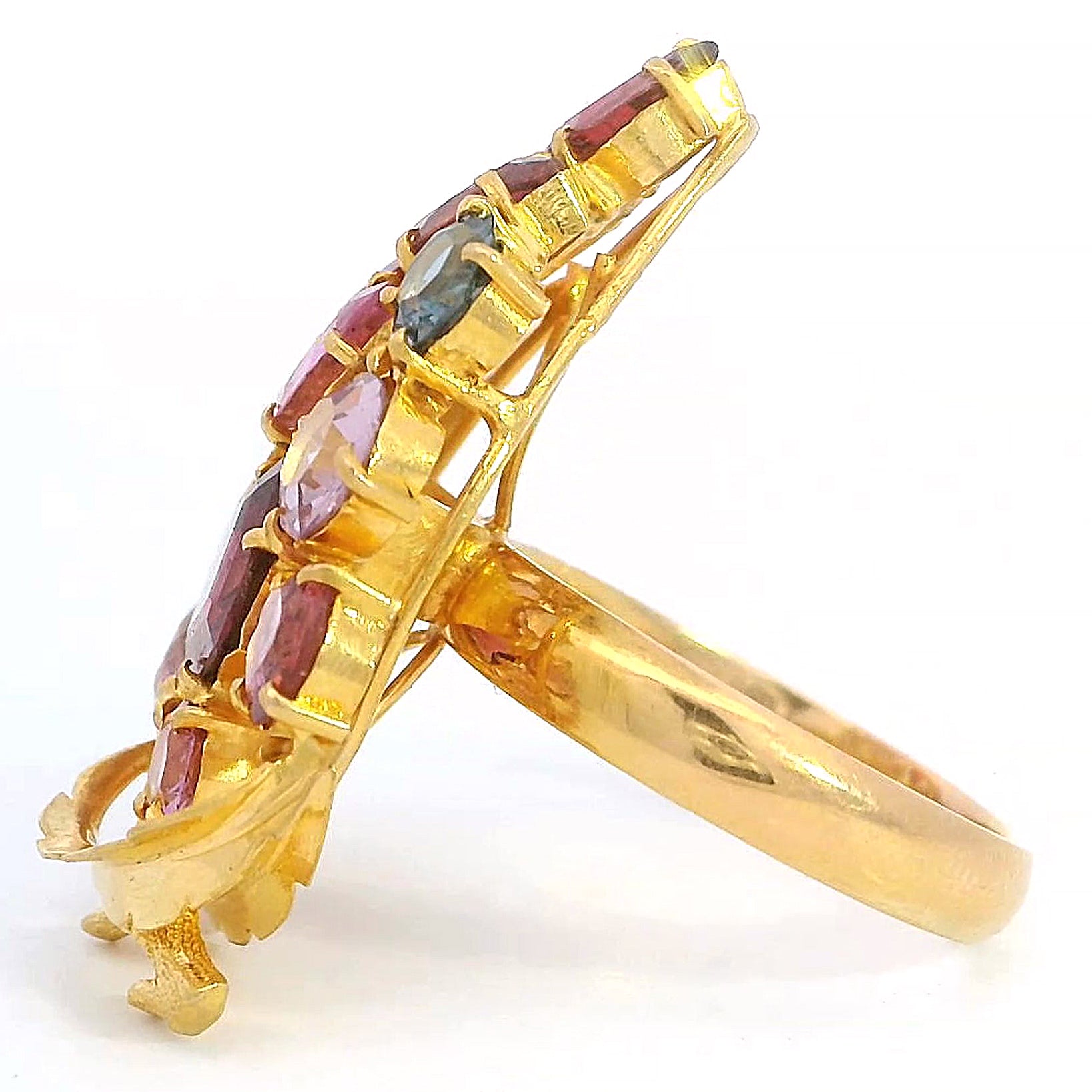 Estate 20K Yellow Gold Multi-Color Spinel Ring, Size 5.75