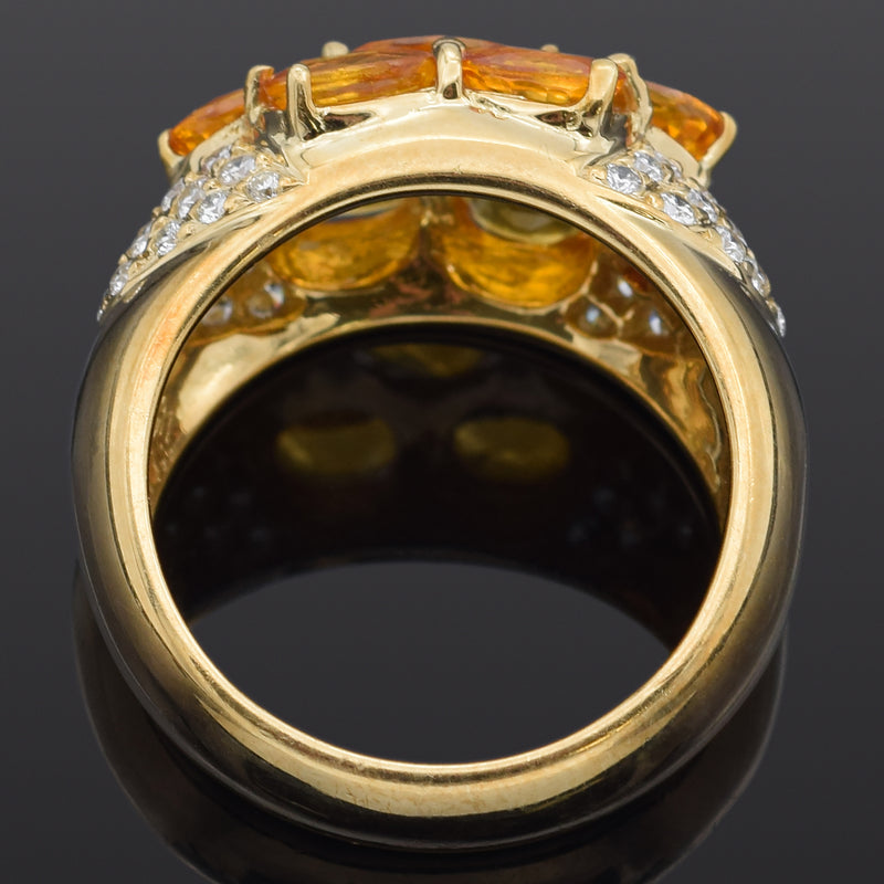 Estate Yellow Sapphire & 0.63 TCW Diamond 18K Yellow Gold Band Ring Size 7