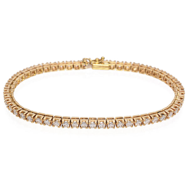 Estate 14K Yellow Gold 3.24 TCW Diamond Tennis Bracelet