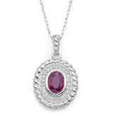 Vintage 14K White Gold Ruby & Diamond Pendant Necklace