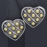 Lagos Caviar Sterling Silver and 18K Gold Heart Omega-Back Earrings