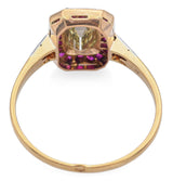 GIA 1.02Ct Emerald Cut Fancy Light Brownish Yellow SI2 Ctr Diamond 18K Gold Ring