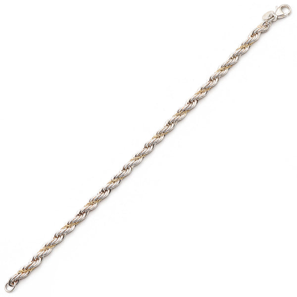 Tiffany & Co. Sterling Silver 18K Yellow Gold Twisted Rope Chain Bracelet, 6.75"