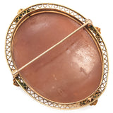 Antique 14K Yellow Gold Cameo Shell Brooch Pin