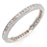 Vintage 12K White Gold Round Diamond Channel Set Eternity Wedding Band