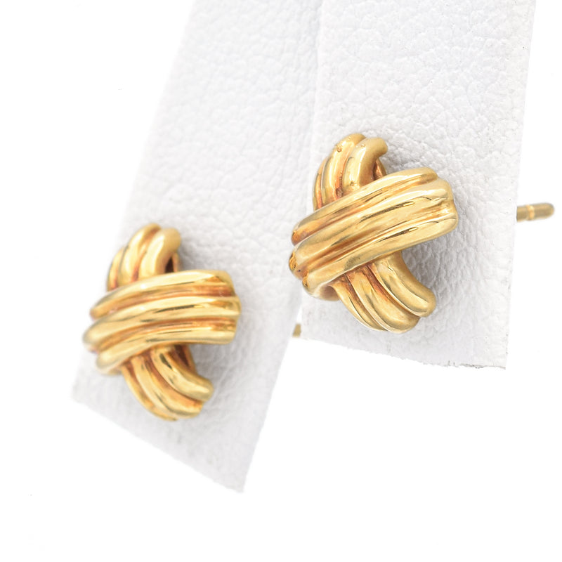 Tiffany & co yellow discount gold ribbon love knot earrings