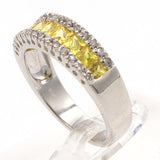 10K White Gold Lemon Topaz Diamond Ring Size 7