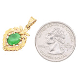 Vintage 18k Yellow Gold Oval Green Jade Pear Shape Pendant