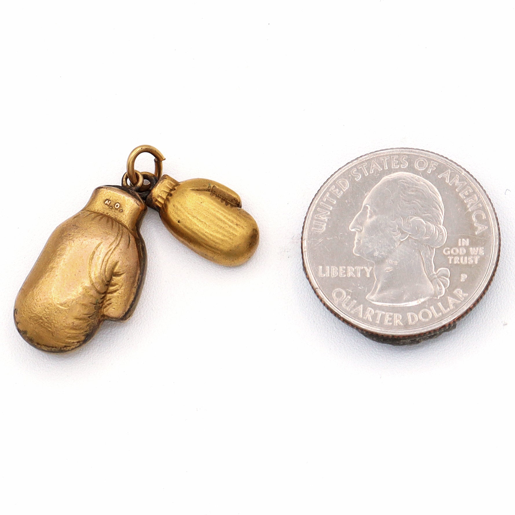 Antique 10K Yellow Gold Filled Boxing Gloves Charm Pendant