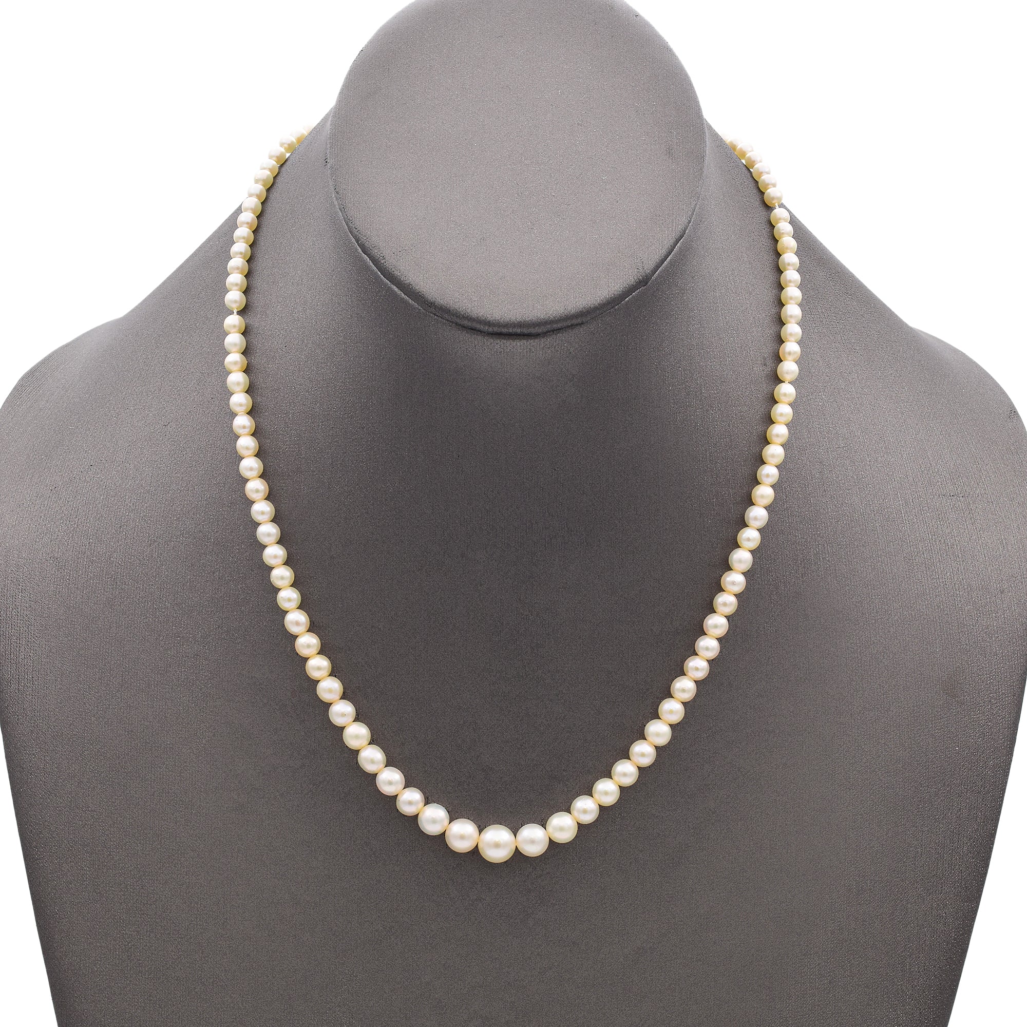 Vintage Graduated Cultured Pearl Necklace With Gold Filled Flower Clasp