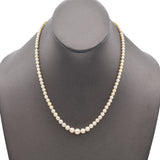 Vintage Graduated Cultured Pearl Necklace With Gold Filled Flower Clasp