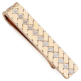 Vintage Tiffany & Co. 14K Yellow and White Gold Basket Weave Tie Bar Clip