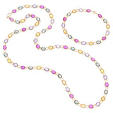 10K Yellow Gold Multi-Gemstone Oval Link Necklace and Bracelet Set