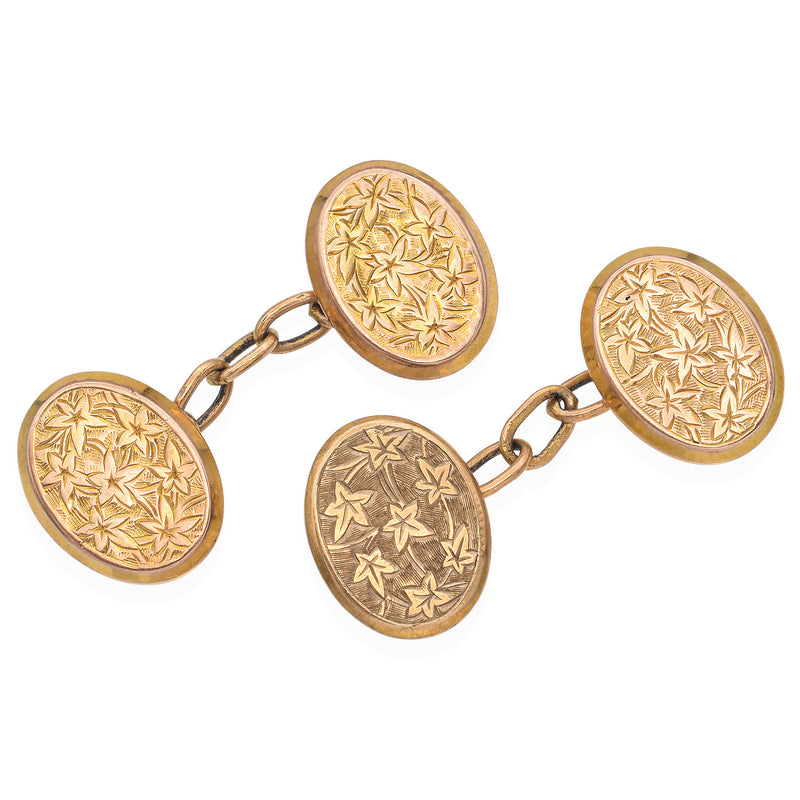 Antique J. Leufer Tuam Ireland 12K Yellow Gold Cufflinks