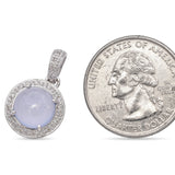 Vintage 14K White Gold Chalcedony & Pave Diamond Pendant