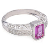 14K White Gold 0.88ct Pink Sapphire and Diamond Ring