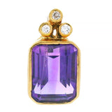 Estate18K Yellow Gold Amethyst & Diamond Pendant