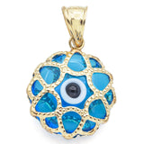 Vintage 14K Yellow Gold Evil Eye Blue Glass Charm Pendant