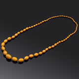 Vintage Baltic Egg Yolk Amber 8.0x6.5-25x19 mm Beaded Strand Necklace 37 Inches