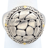 EFFY Sterling Silver & 18K Yellow Gold Crackle Circle Cocktail Ring Size 8