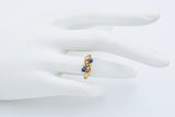 Antique W Signed 8K Yellow Gold Blue Quartz & Seed Pearl Band Ring Size 6